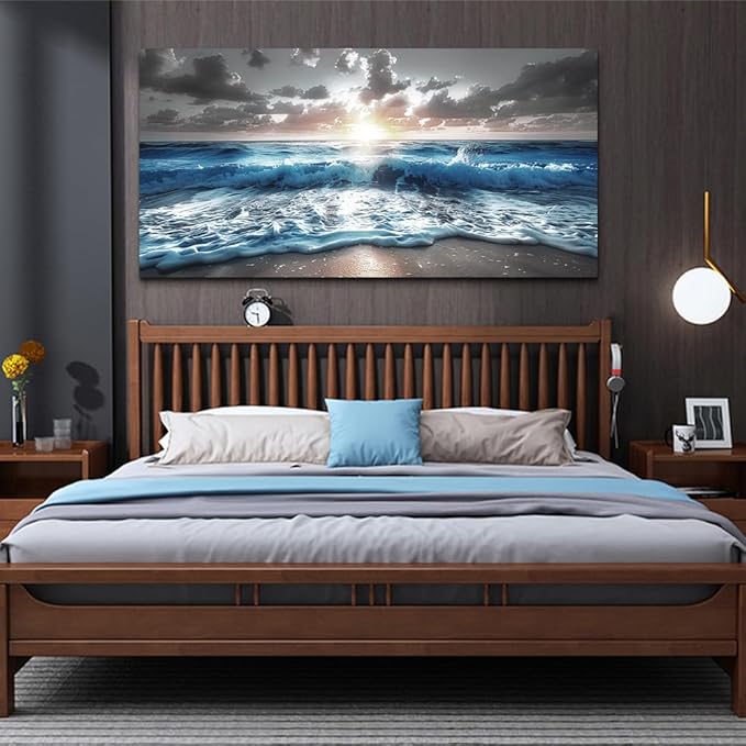 hyidecorart Large Wall Art For Living Room Modern Wall Decor For Office Blue