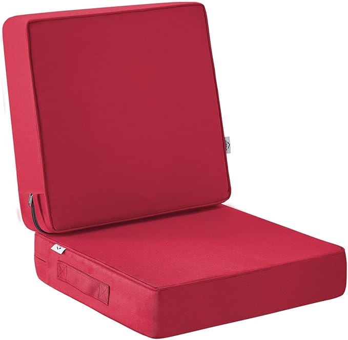 IPYNBAP Outdoor Cushions, Outdoor Chair Cushions 24x24x4 Inch, Cushions for Outdoor Furniture with Removable Cover, Waterproof & Fade Resistant Outdoor Seat Cushions for Patio, Lawn, Burgundy
