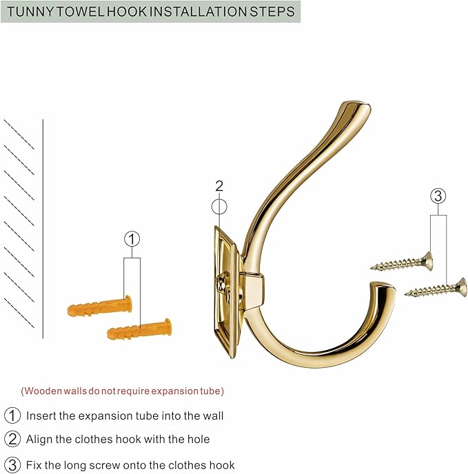 TUNNY 5 Pack Antique Design Wall Hanging Coat Hooks