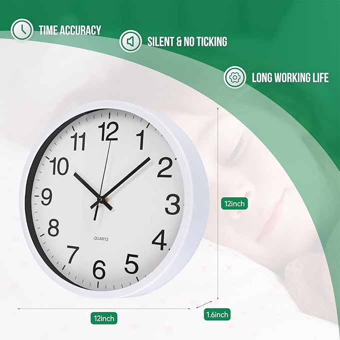 Wall Clock Non-Ticking Silent Quartz Movement Decor Clock Modern Simple Style