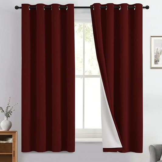 Yakamok 100% Blackout Curtain Panels 63 inches Cold and Light Blocking Drapes