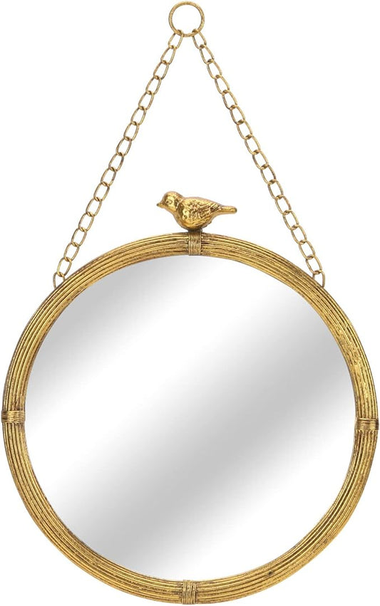 NIKKY HOME 11 Inch Decorative Small Hanging Mirrors Vintage Round Metal Framed