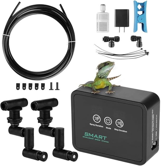 Reptile Humidifier with Smart Timer, Automatic Mist Spray System, 360Â° Adjustable Nozzles and Touch Screen Control for Vivarium Setup