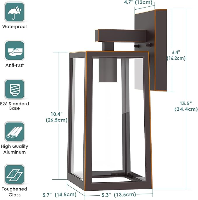 MAXvolador Outdoor Wall Sconce, Large Exterior Waterproof Wall Lantern Light