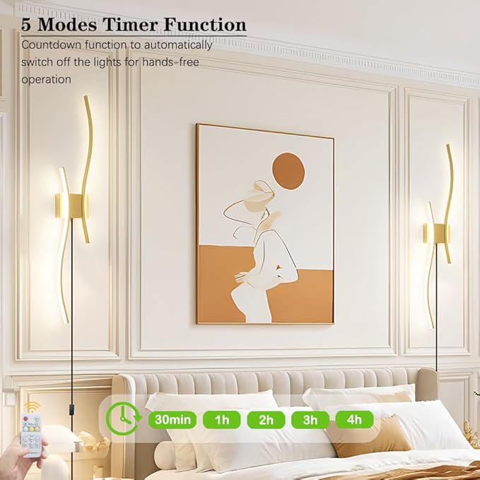 Daunton Modern Gold Plug in Wall Sconces Set of 2