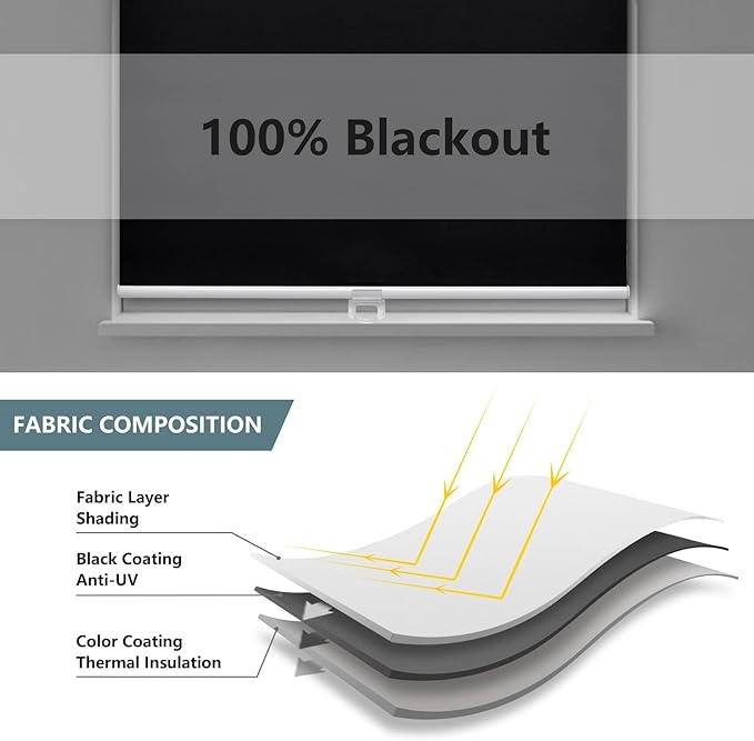 AOSKY Cordless Roller Shades Blackout Blinds