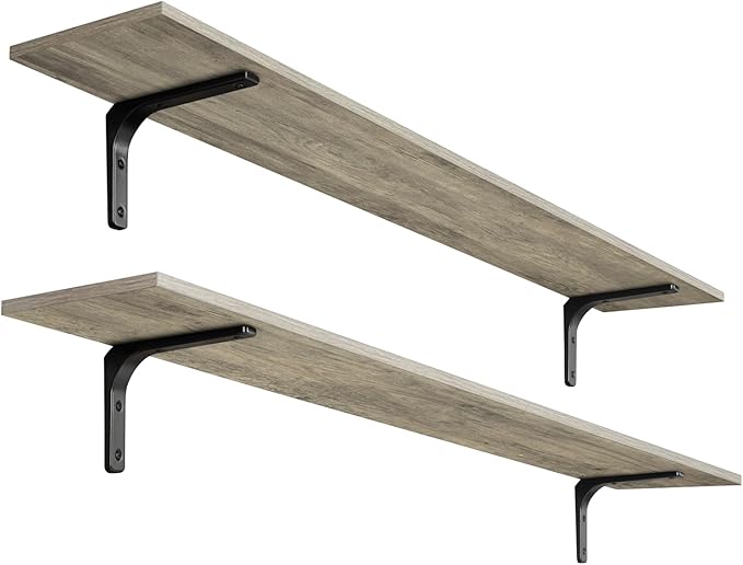 DINZI LVJ Long Wall Shelves, 55.1Inch Wall Mounted Shelves Set of 2, Extra
