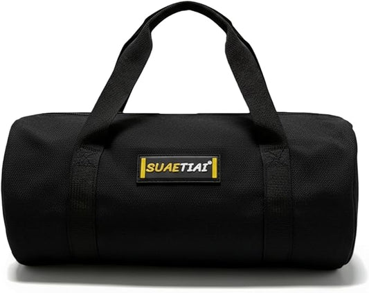 14 Inch Small Tool Bags for Men, Wide Mouth Zipper Tool Storage Bag, Large Capacity Canvas Tool Tote Bag, Multi-Function Tool bag for Storage Wrenches, Screwdrivers, Repair Tools (Black)