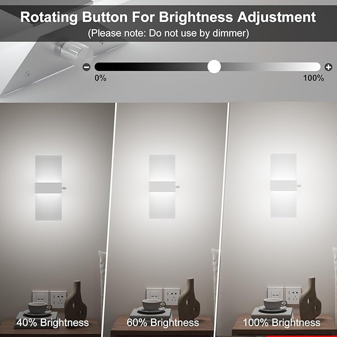 ChangM Modern Wall Sconces Set of Two, 12W Acrylic Led Wall Light, Equipped
