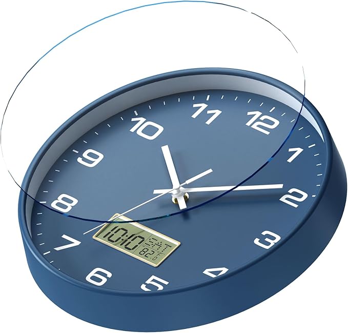 12 Inch Wall Clock, Silent Non-Ticking Analog