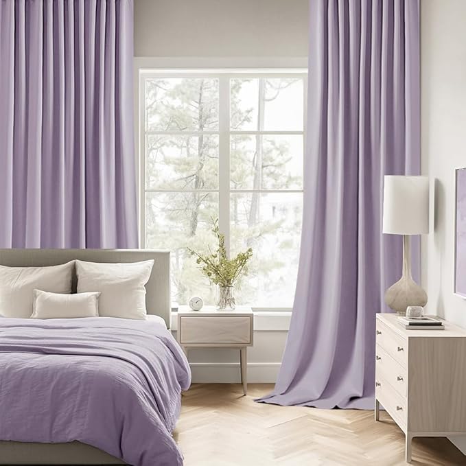 MIULEE Lilac Back Tab Blackout Curtains 63 Inch Length 2 Panels Set