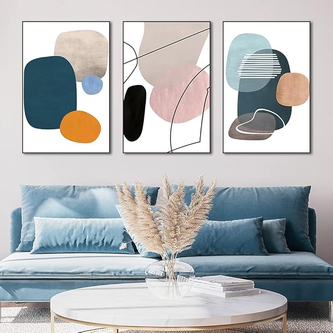 MPLONG Wall Art 3 Pieces Of Framed Decorative Paintings Abstract Simple Orange