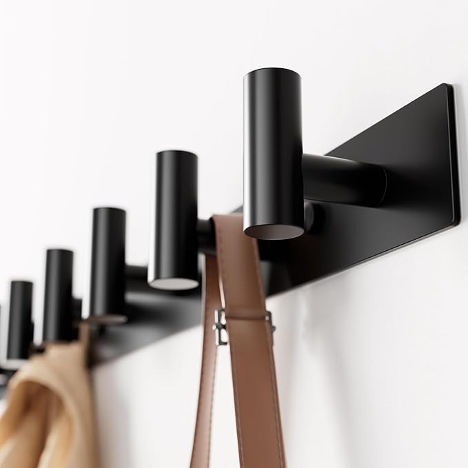 GWAAZXGZ Black Wall Mounted Coat Rack – 5 T-Shaped Pegs
