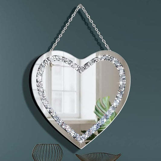DMDFIRST Crystal Crush Diamond Heart Shaped Silver Mirror