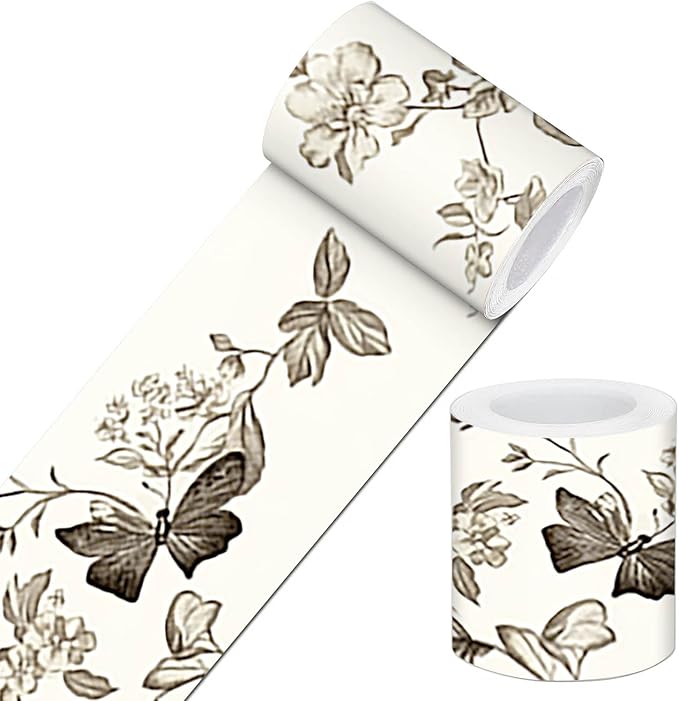 IVN Wallpaper Border Peel and Stick PVC Vintage Butterfly and Floral Design