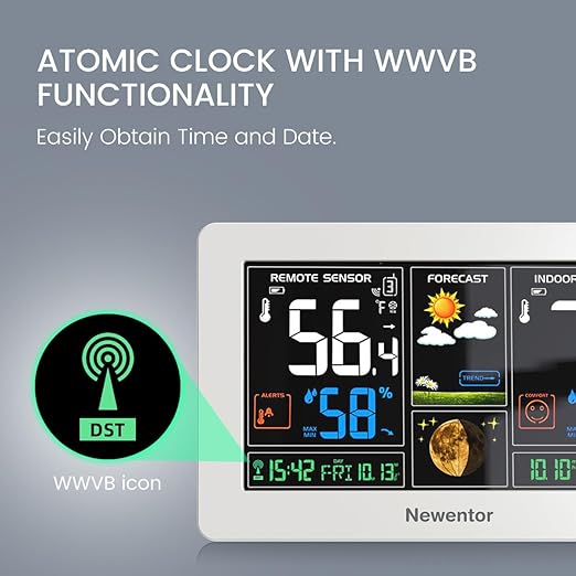 Newentor Weather Station Wireless Indoor Outdoor Thermometer, Color Display