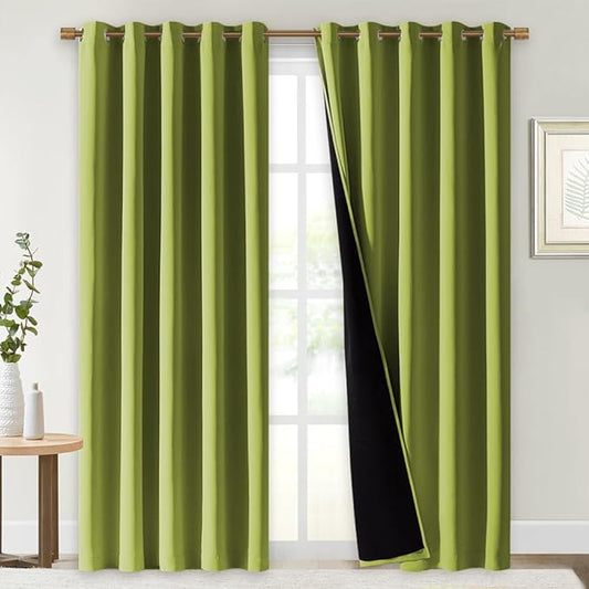 NICETOWN 100% Blackout Window Curtain Panels, Fresh Green, Cold and Full Light