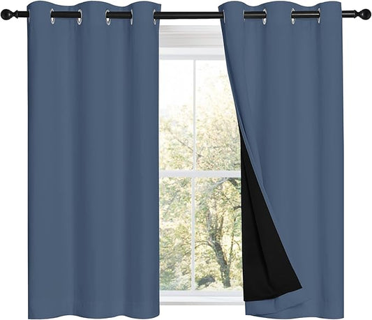 NICETOWN Stone Blue 100% Blackout Curtains