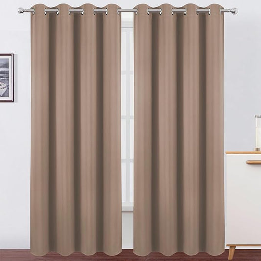 LEMOMO Blackout Curtains 52 x 120 Inch Long Cappuccino Curtains Set of 2 Panels