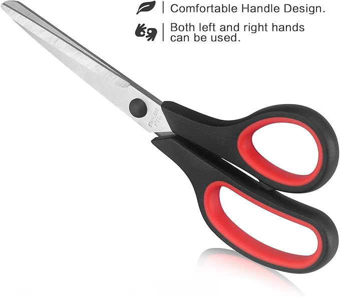 Scissors 8.5 Inch scissors all purpose Bulk Set of 3, Scissors for Office Home School Craft Supplies, Soft Comfort-Grip Right/Left Hand, Black