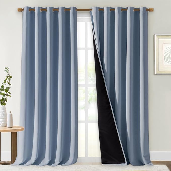 NICETOWN Full Shading Curtains for Windows, Vintage Blue, 62 inches W x 95