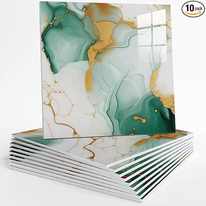 10pcs Peel and Stick Tile Shower Waterproof Marble Tiles Wall Panels,