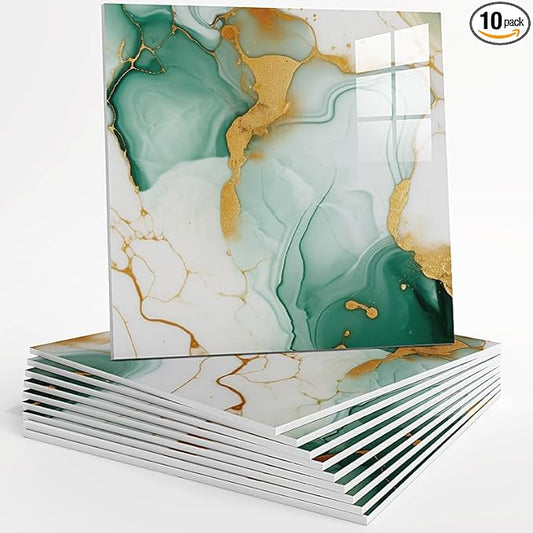 10pcs Peel and Stick Tile Shower Waterproof Marble Tiles Wall Panels,