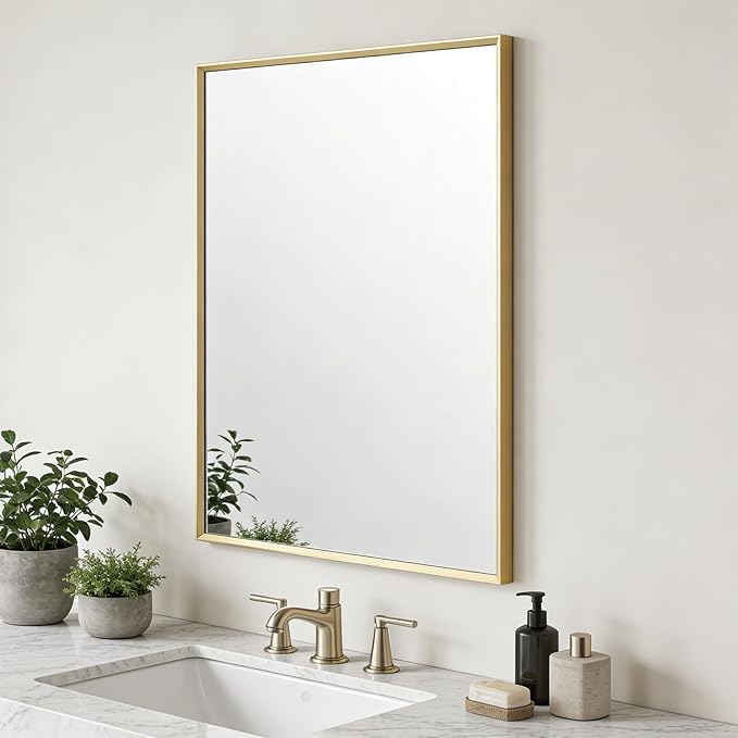 BOMINICA Brushed Gold Bathroom Mirror