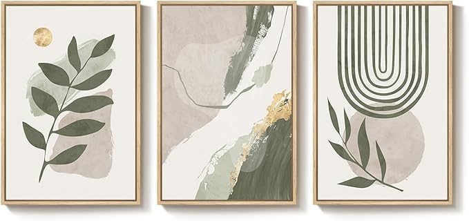 3 Piece Large Framed Abstract Boho Wall Art