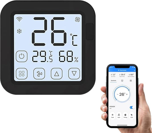 Smart WiFi IR Conditioner Controller with LCD Display App Control Temperature Humidity Sensor Monitor Compatible with Home for Mini Split Portable AC
