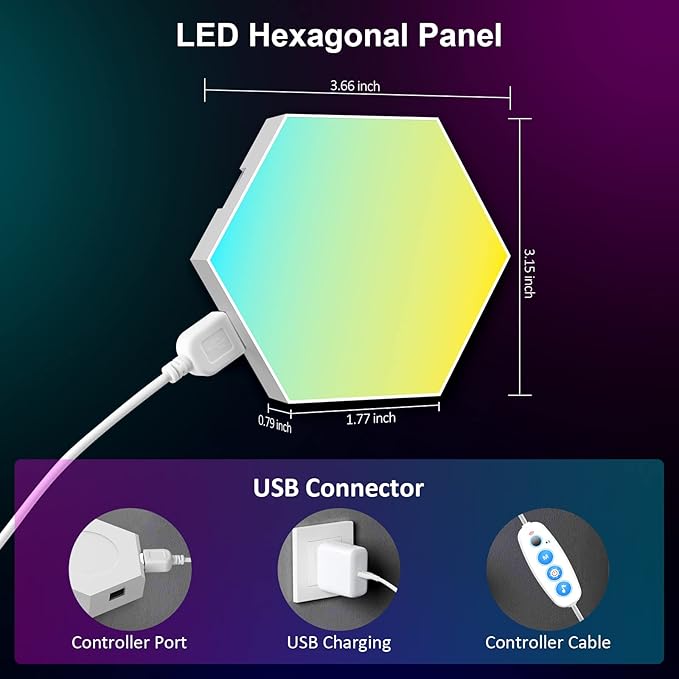 OJQ 8 Pack Hexagon Lights Wall RGB Panel