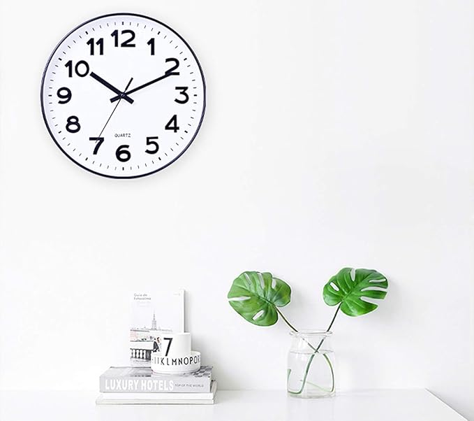 Foraineam 2 Pieces 12-Inch Wall Clock Silent Non Ticking Battery Operated