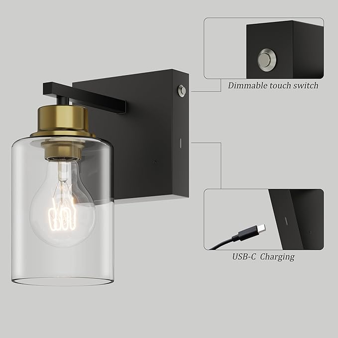 Battery Operated Wall Sconce Set of 2, Easy Install Dimmable Wireless Wall Lamps