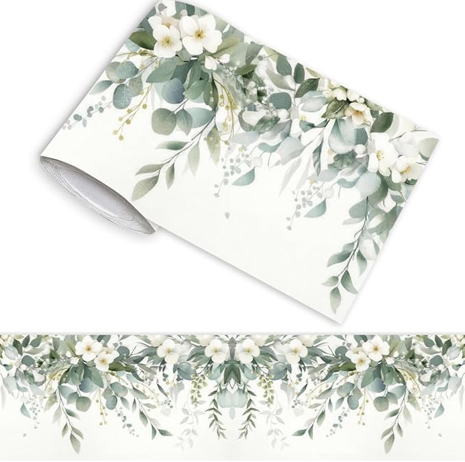 Eucalyptus Peel and Stick Wallpaper Border 196.9 x 3.9 Inch Wall Border Trim