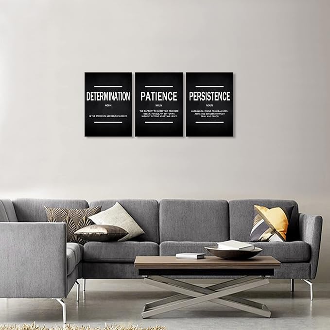 KAWAHONE Inspirational Quotes Wall Art, Motivational Determination Patience