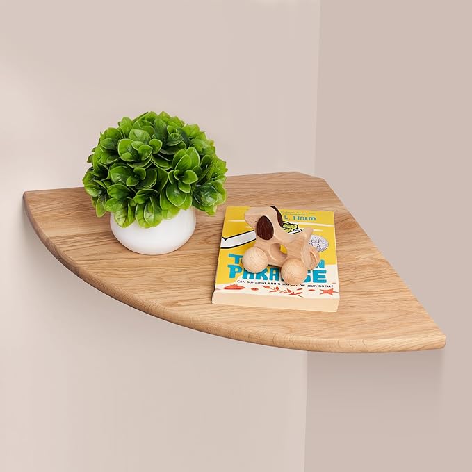 Gieanoo Corner Floating Shelf 10inch Solid Oak Wood Floating Corner Shelf