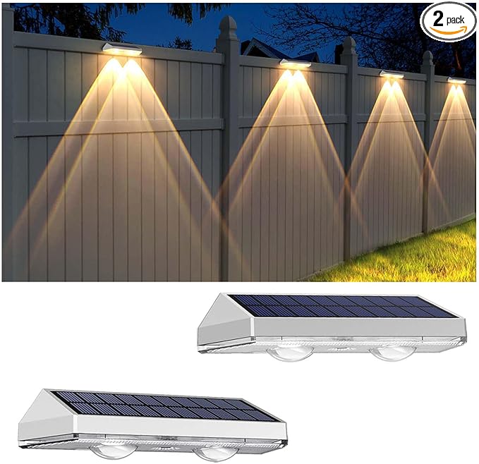 LIANGLOME 2 Pack Solar Fence Lights