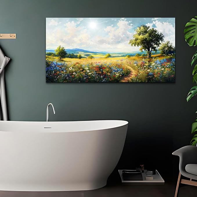 hyidecorart Nature Field Scenery Abstract Painting Framed Wall Art