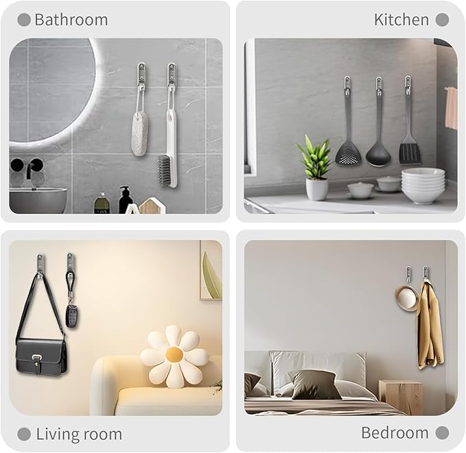 6PCS Foldable Wall Hooks, Zinc Alloy Flip Down Hooks, Retractable Wall Hooks