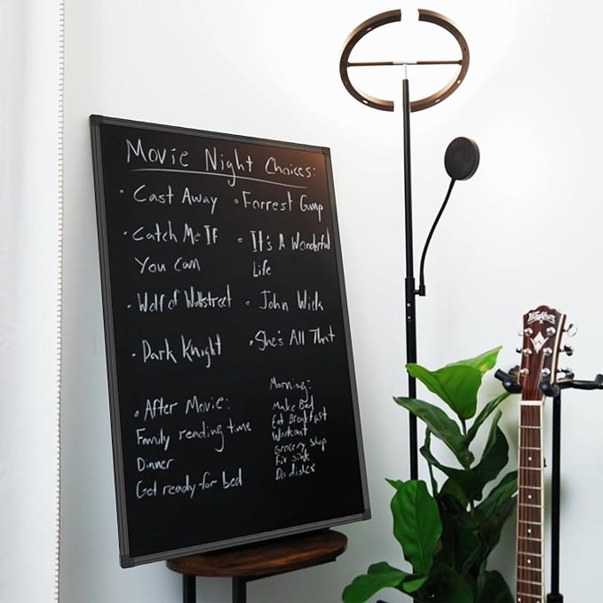 Lockways Magnetic Chalkboard 48 x 36 Inches, Aluminum Frame Large Blackboard