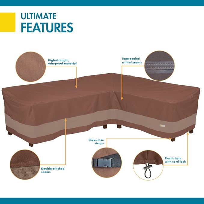 DUCKCOVERS® Ultimate Waterproof 104 Inch Patio Right-Facing Sectional Lounge Set Cover, Patio sectional Cover