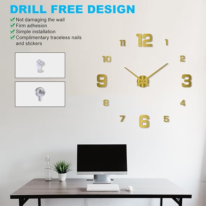 3D DIY Luminous Dial Acrylic Frameless Silent Wall Clock