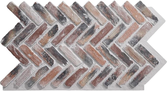 EverStone Herringbone Faux Brick Panel, 46 1/2"W x 25 1/4"H x 1"D, Farmhouse