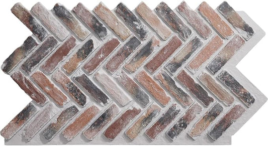 EverStone Herringbone Faux Brick Panel, 46 1/2"W x 25 1/4"H x 1"D, Farmhouse