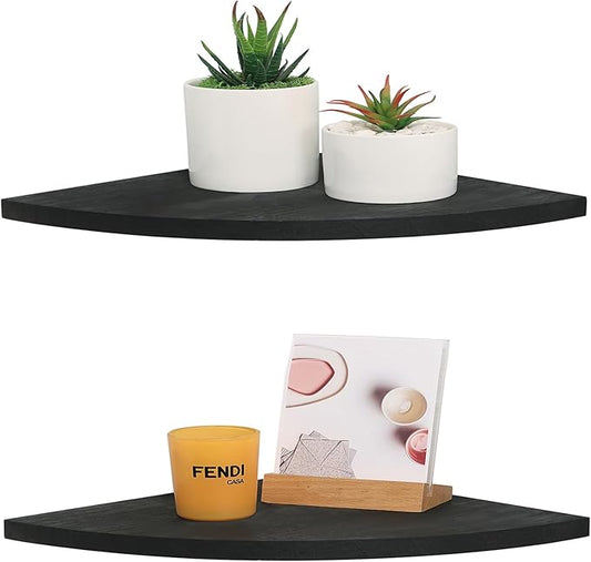 JORIKCHUO 10 inch Corner Shelf, Round End Wall Mounted Floating Shelf