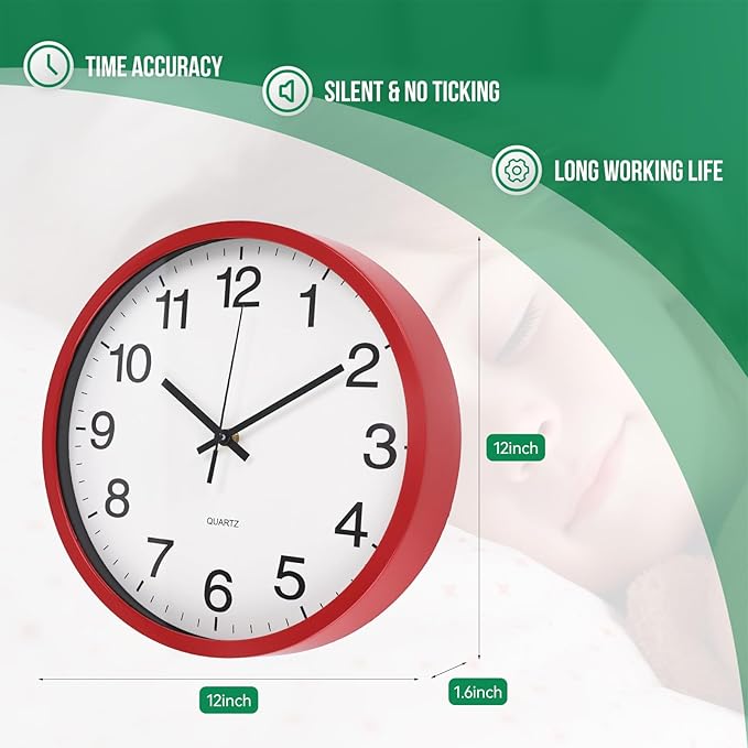 Wall Clock Non-Ticking Silent Quartz Movement Decor Clock Modern Simple Style