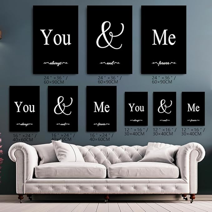 GUBIYU Set of 3 Framed Farmhouse You and Me Wall Art