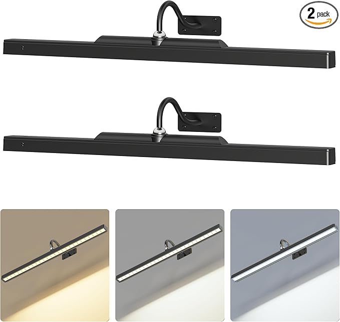 2 Pack Lights for Pictures on Wall Black