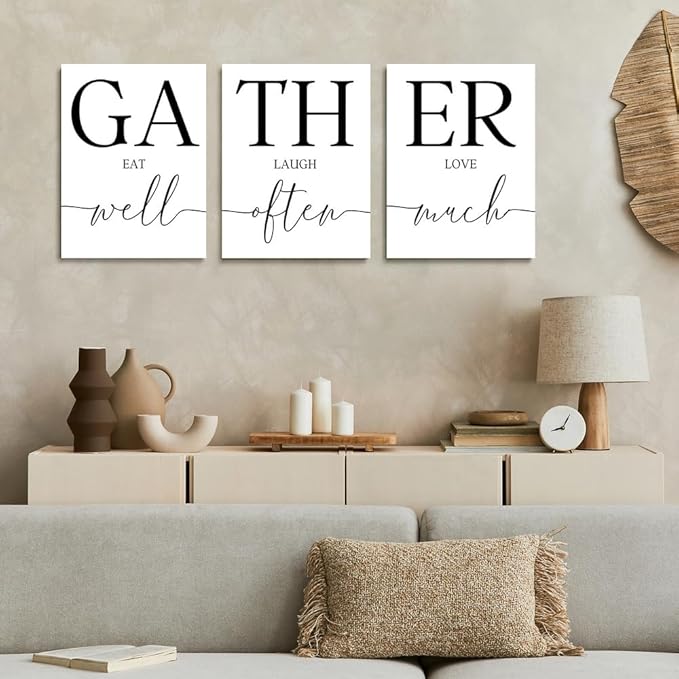 GUBIYU Large Gather Signs for Home Decor, Framed Kitchen Wall Art Farmhouse