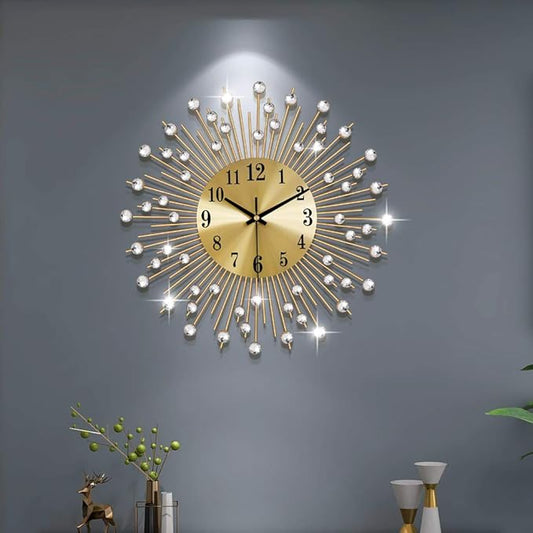 Large Wall Clocks for Living Room Decor Modern Gold Silent Wall Clock Battery